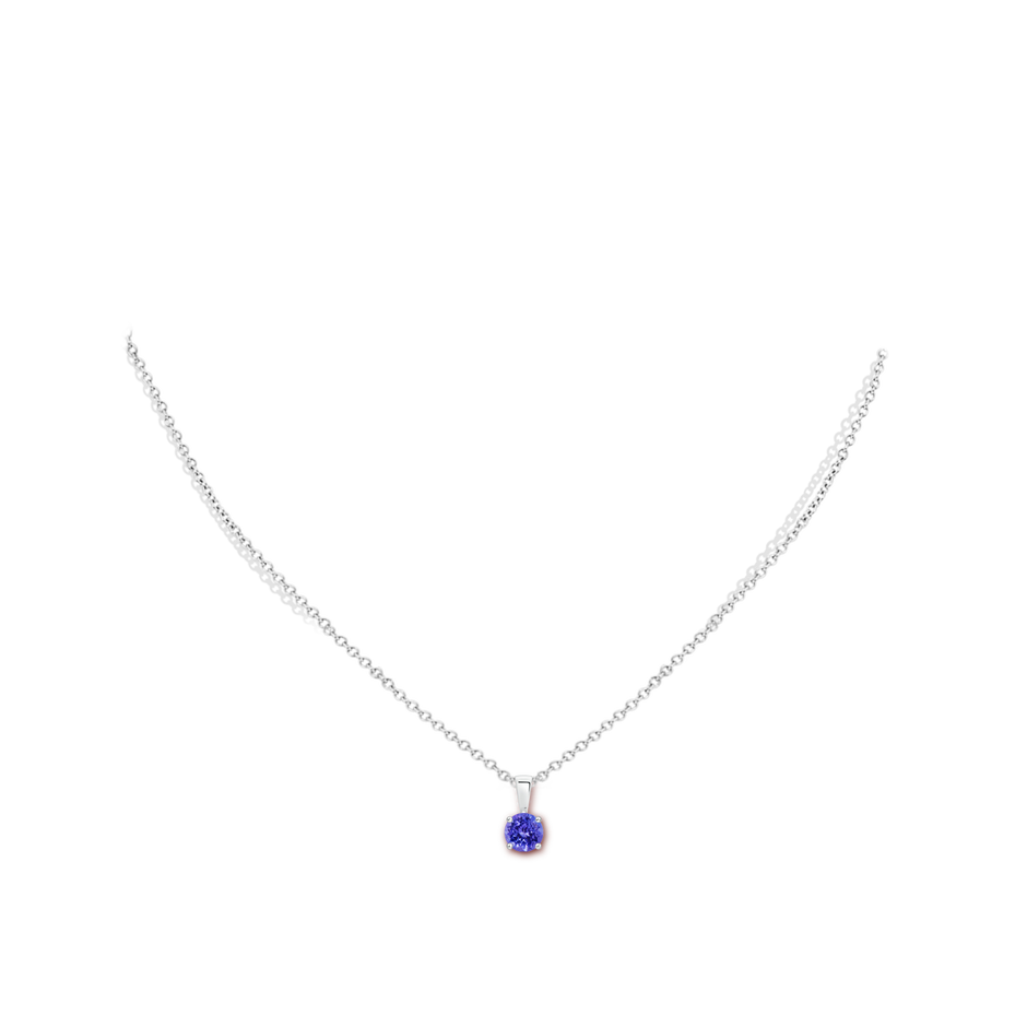 5mm AAAA Classic Prong-Set Round Tanzanite Solitaire Pendant in P950 Platinum pen