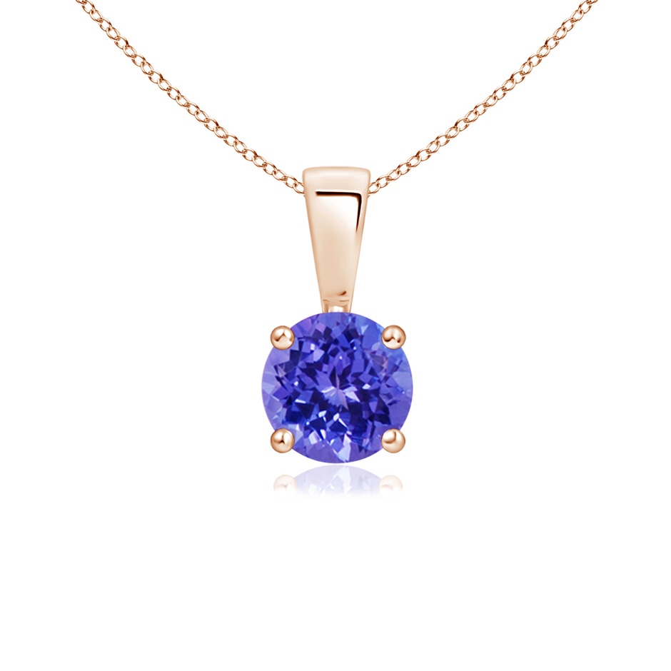 5mm AAAA Classic Prong-Set Round Tanzanite Solitaire Pendant in Rose Gold 