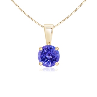5mm AAAA Classic Prong-Set Round Tanzanite Solitaire Pendant in Yellow Gold