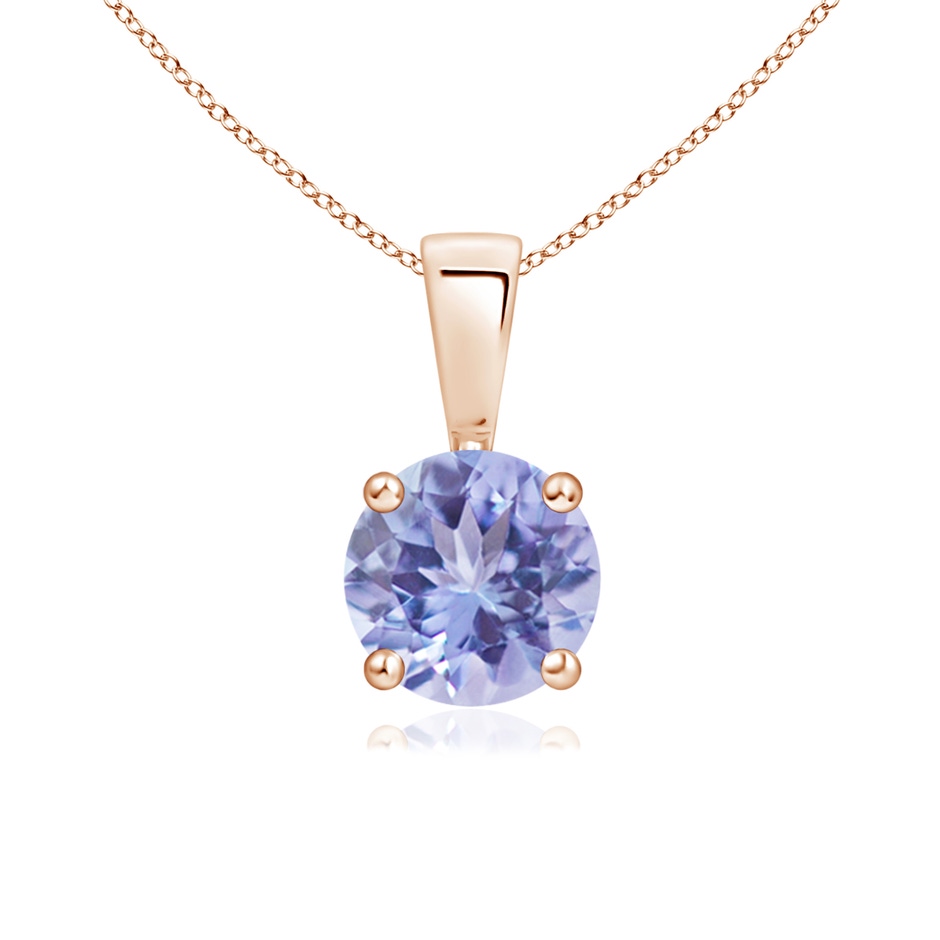6mm A Classic Prong-Set Round Tanzanite Solitaire Pendant in Rose Gold 