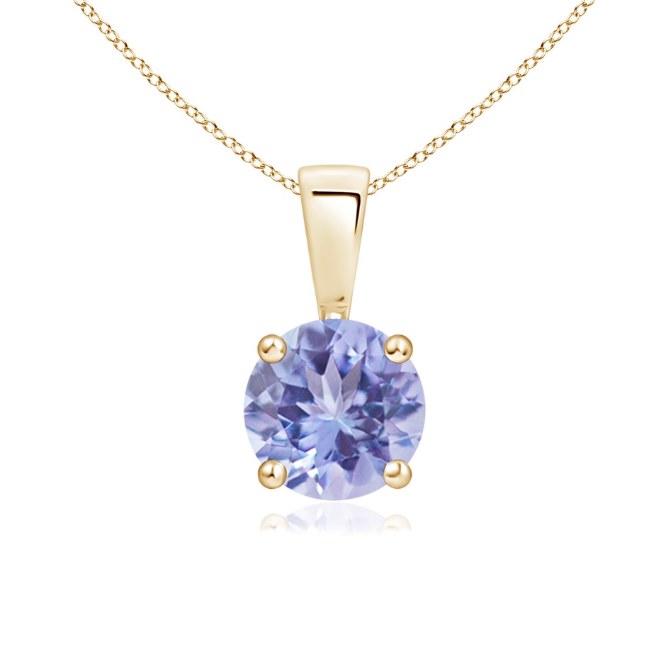 6mm A Classic Prong-Set Round Tanzanite Solitaire Pendant in Yellow Gold 