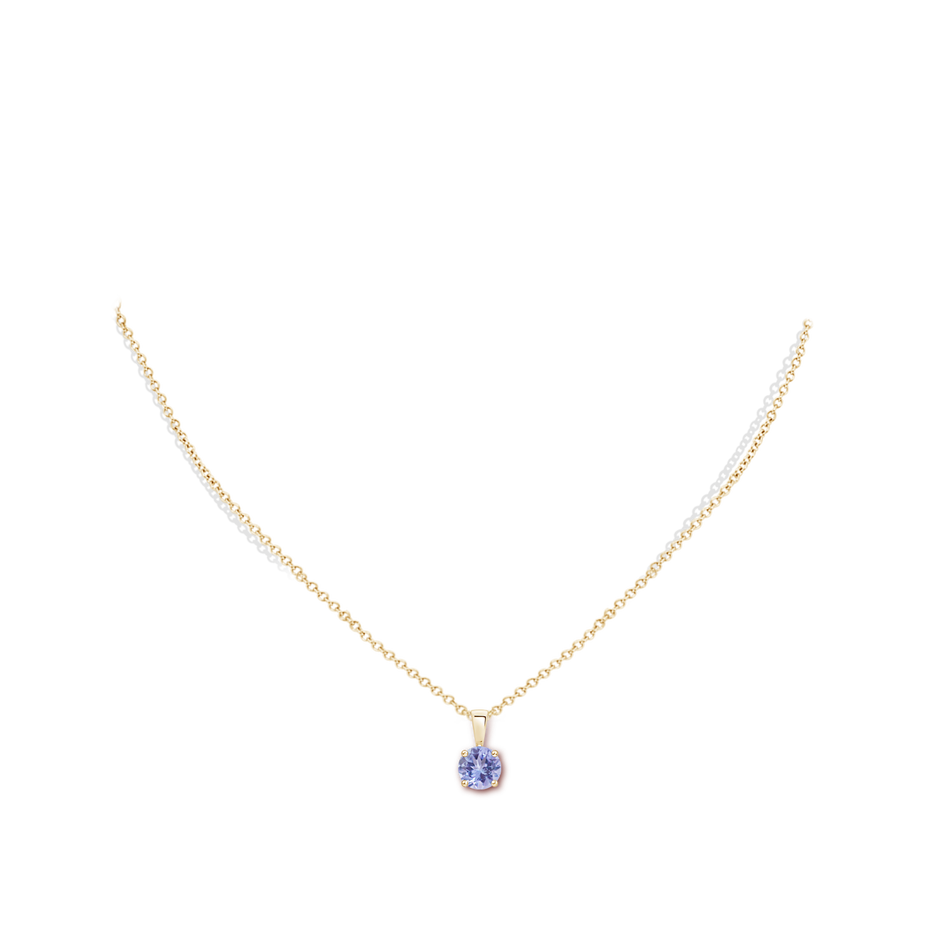 6mm A Classic Prong-Set Round Tanzanite Solitaire Pendant in Yellow Gold pen