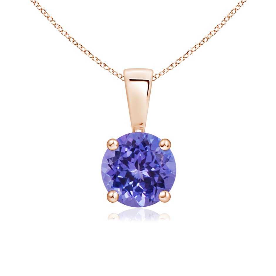 6mm AA Classic Prong-Set Round Tanzanite Solitaire Pendant in Rose Gold 