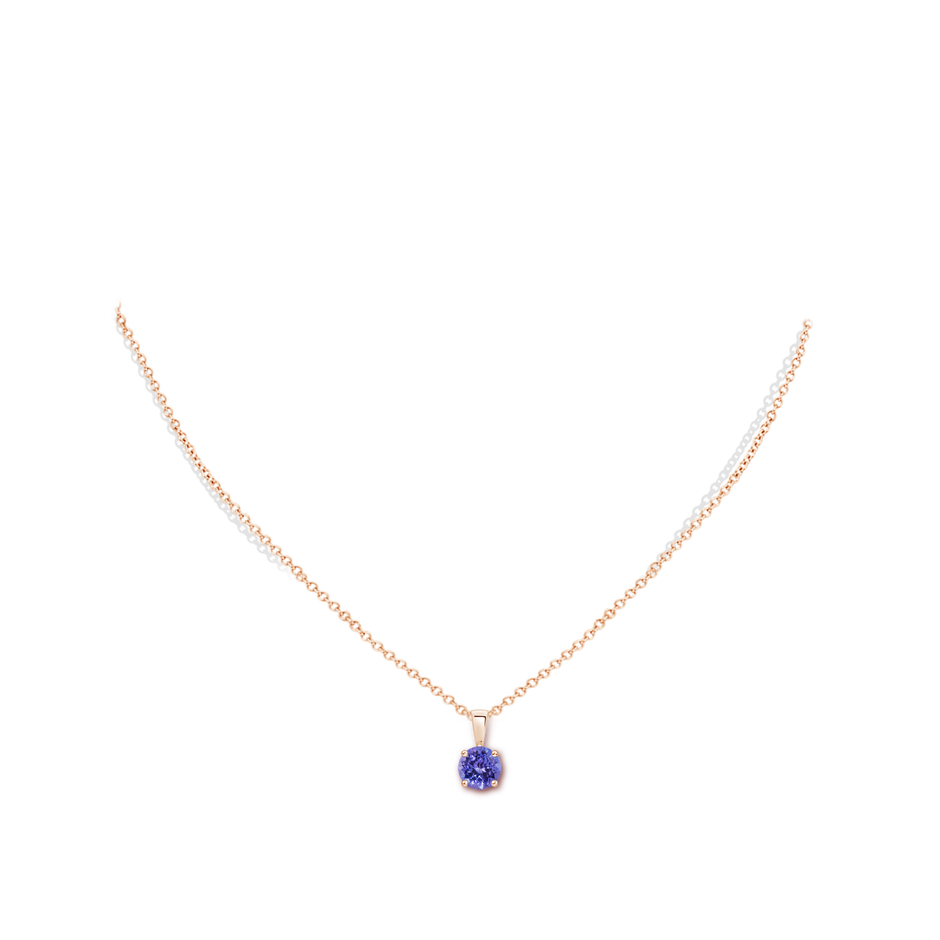 6mm AA Classic Prong-Set Round Tanzanite Solitaire Pendant in Rose Gold pen