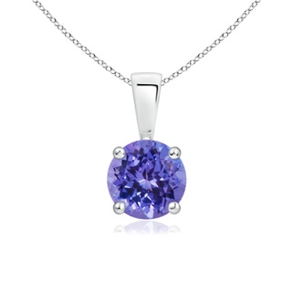 6mm AA Classic Prong-Set Round Tanzanite Solitaire Pendant in White Gold