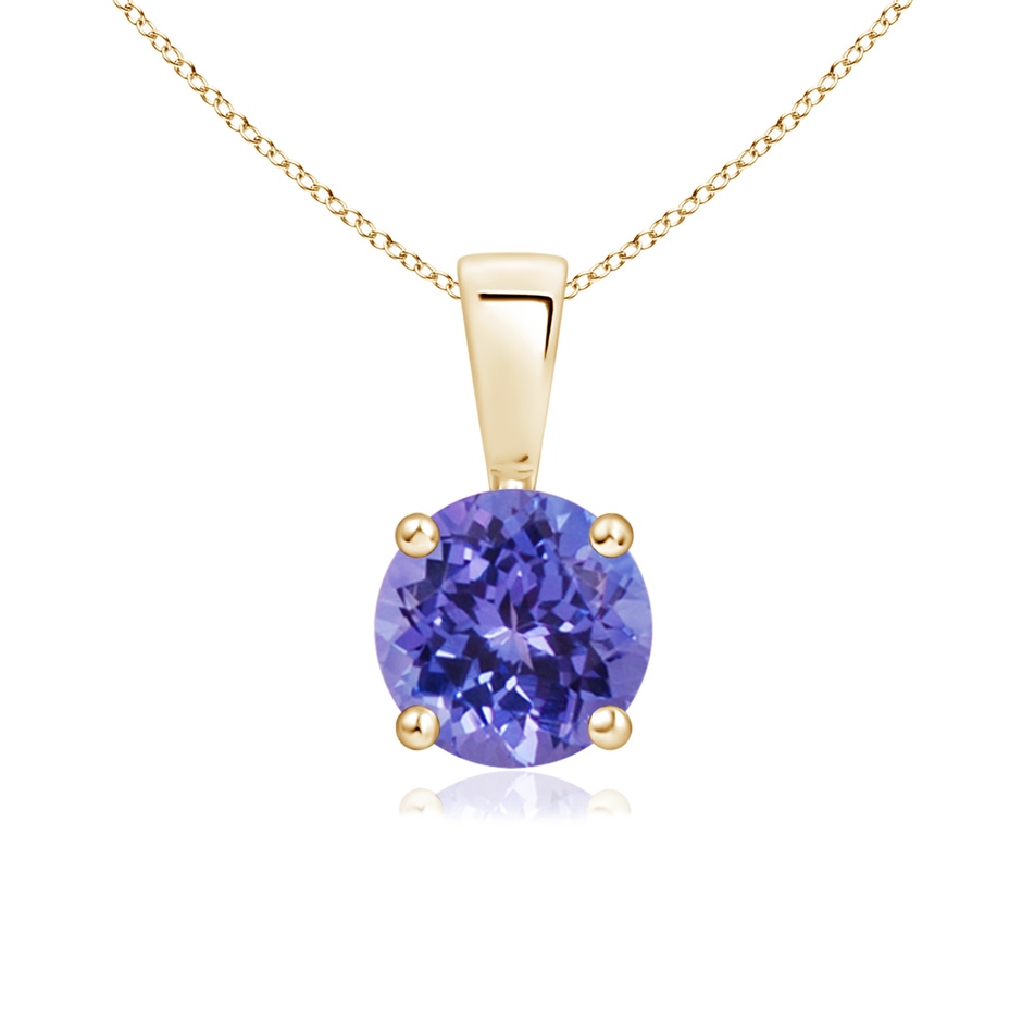 6mm AA Classic Prong-Set Round Tanzanite Solitaire Pendant in Yellow Gold 