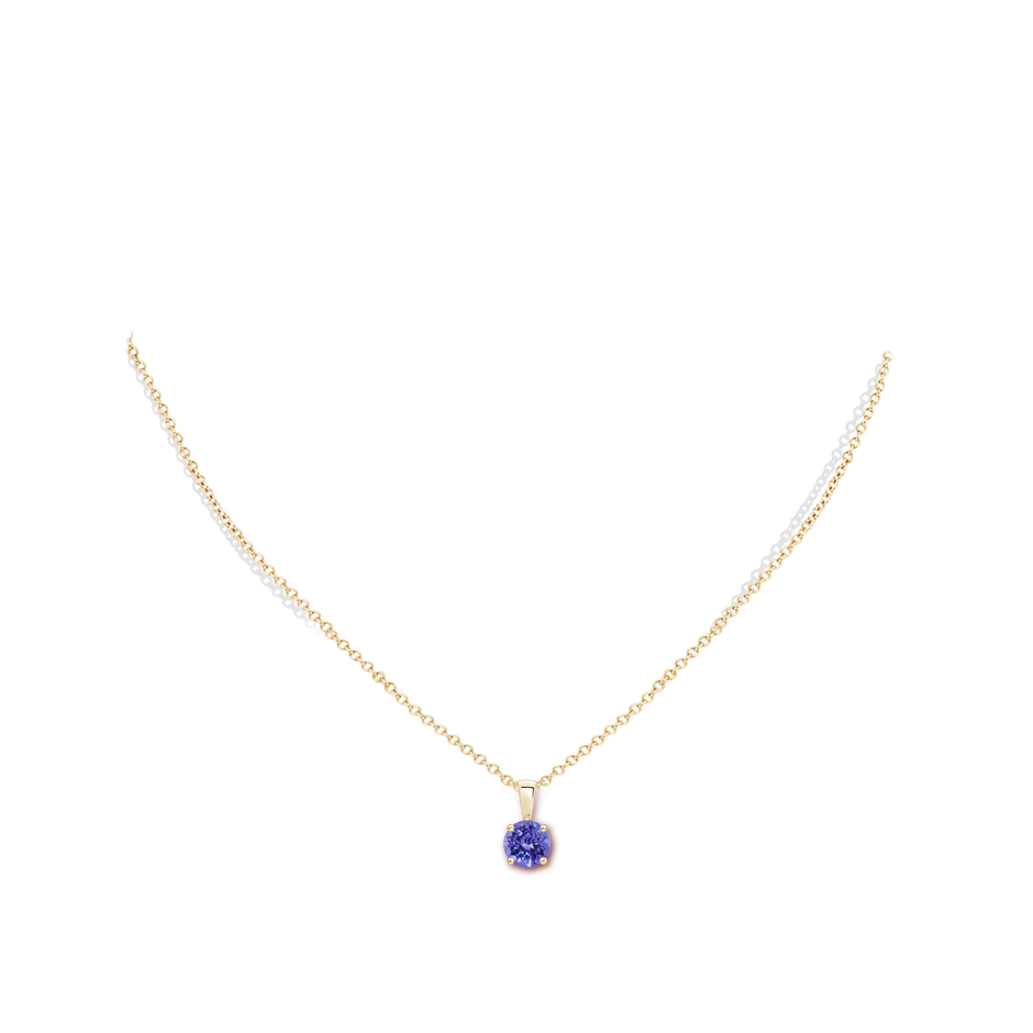 6mm AA Classic Prong-Set Round Tanzanite Solitaire Pendant in Yellow Gold pen