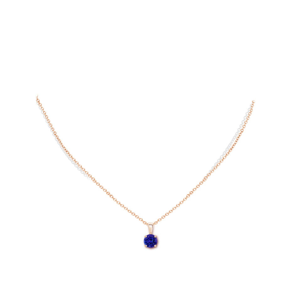6mm AAAA Classic Prong-Set Round Tanzanite Solitaire Pendant in Rose Gold pen