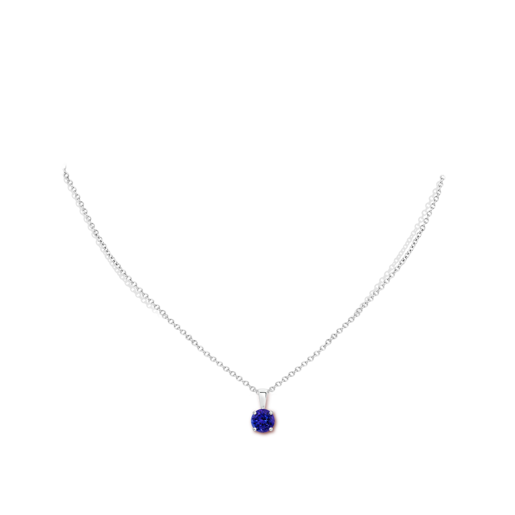 6mm AAAA Classic Round Tanzanite Solitaire Pendant in White Gold Body-Neck