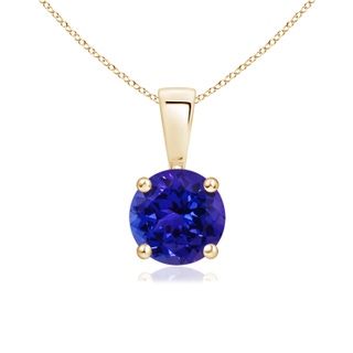 6mm AAAA Classic Round Tanzanite Solitaire Pendant in Yellow Gold