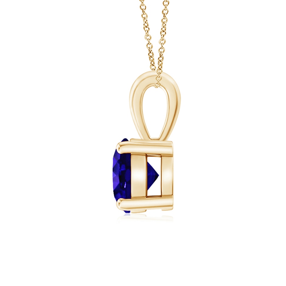 6mm AAAA Classic Round Tanzanite Solitaire Pendant in Yellow Gold side 1