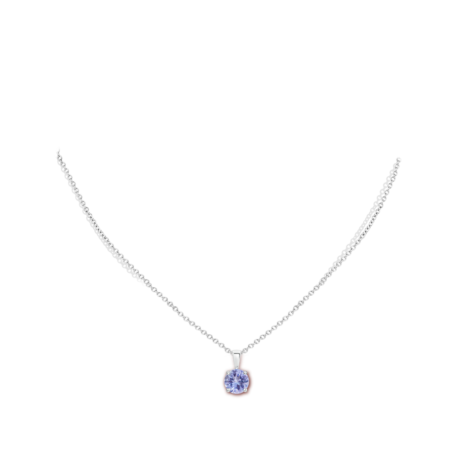 7mm A Classic Prong-Set Round Tanzanite Solitaire Pendant in P950 Platinum pen