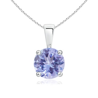 7mm A Classic Prong-Set Round Tanzanite Solitaire Pendant in White Gold