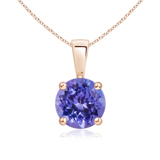 7mm AA Classic Prong-Set Round Tanzanite Solitaire Pendant in Rose Gold