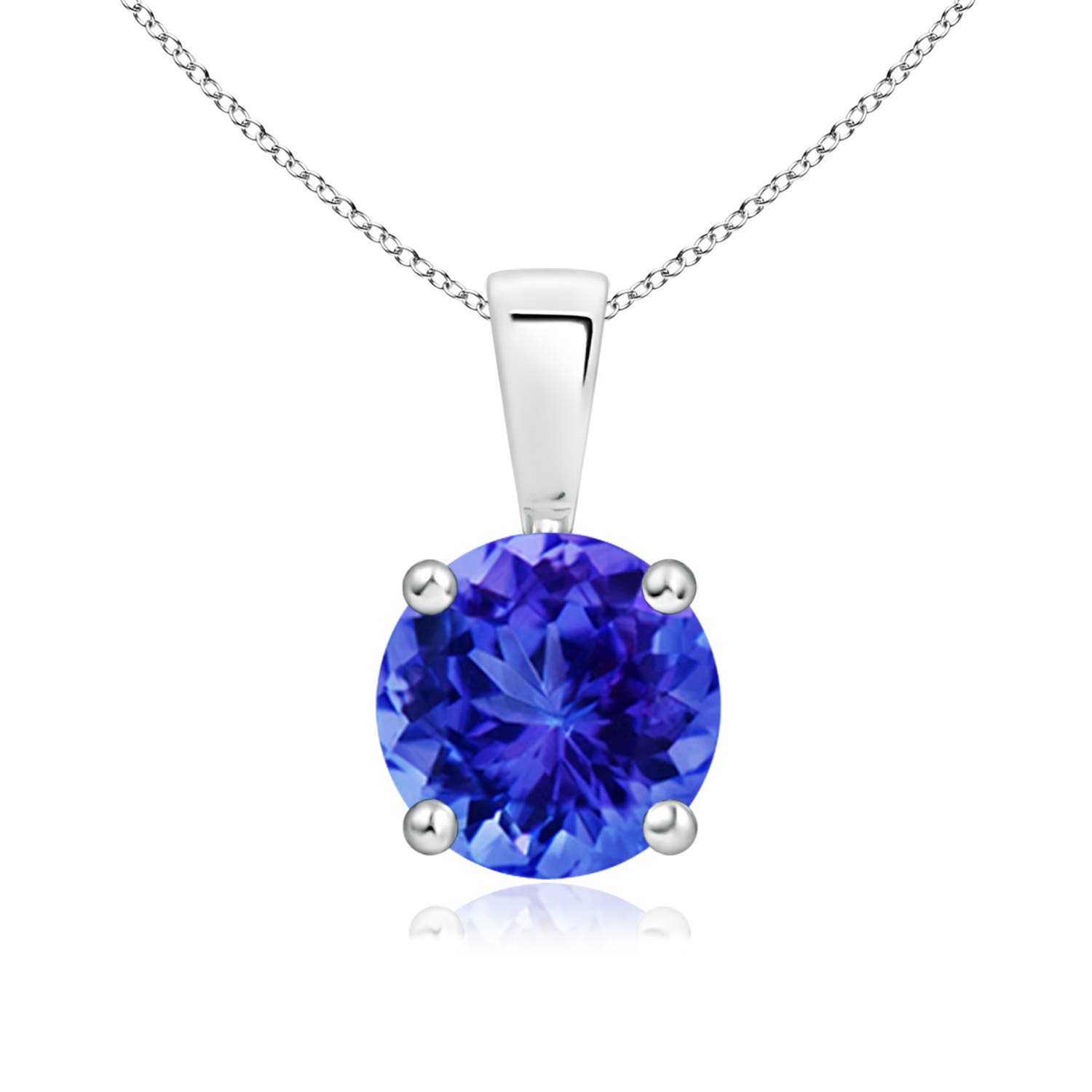 7mm AAA Classic Prong-Set Round Tanzanite Solitaire Pendant in P950 Platinum