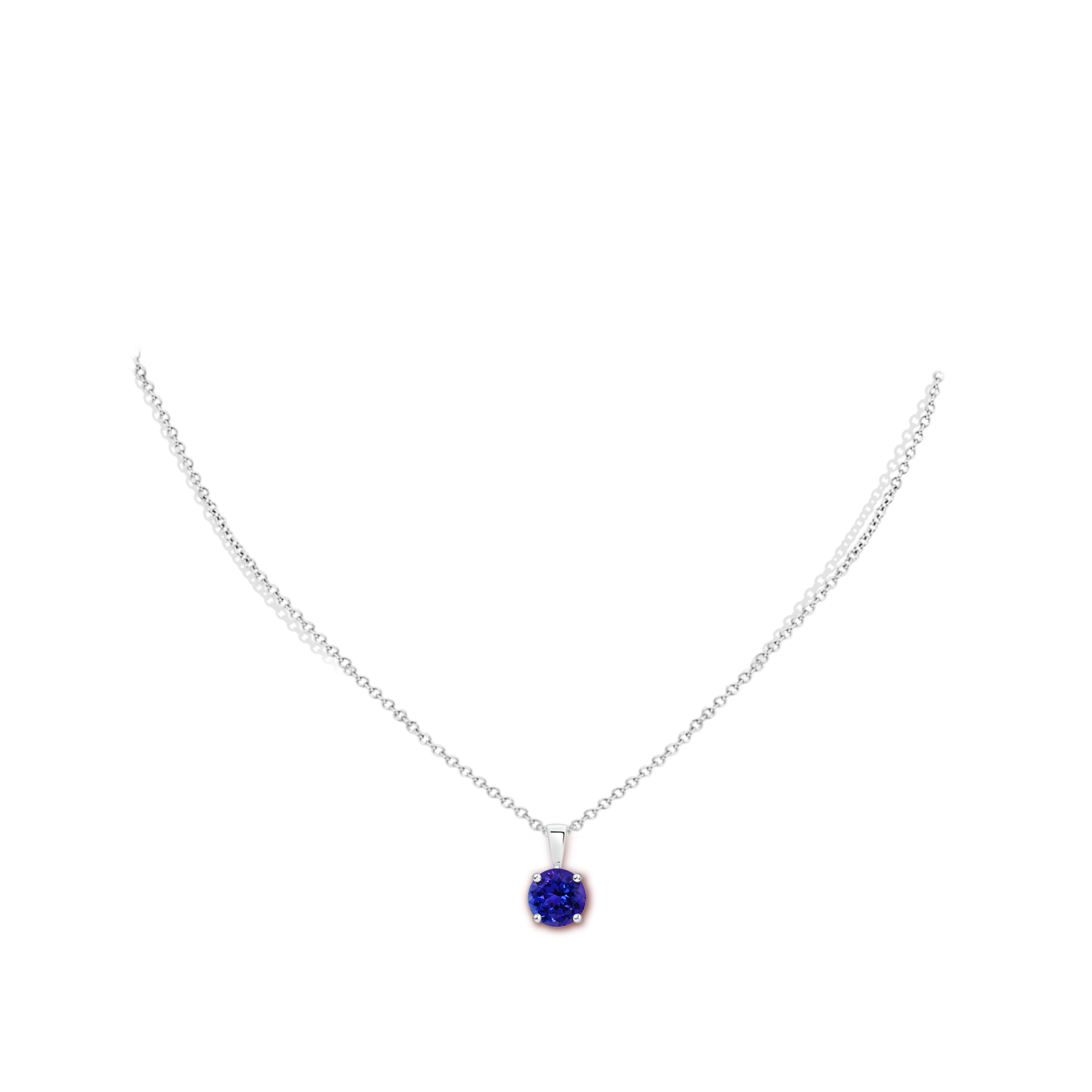 7mm AAAA Classic Prong-Set Round Tanzanite Solitaire Pendant in White Gold - body_neck