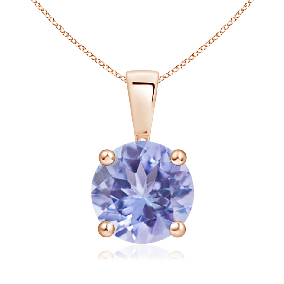 8mm A Classic Prong-Set Round Tanzanite Solitaire Pendant in 18K Rose Gold 