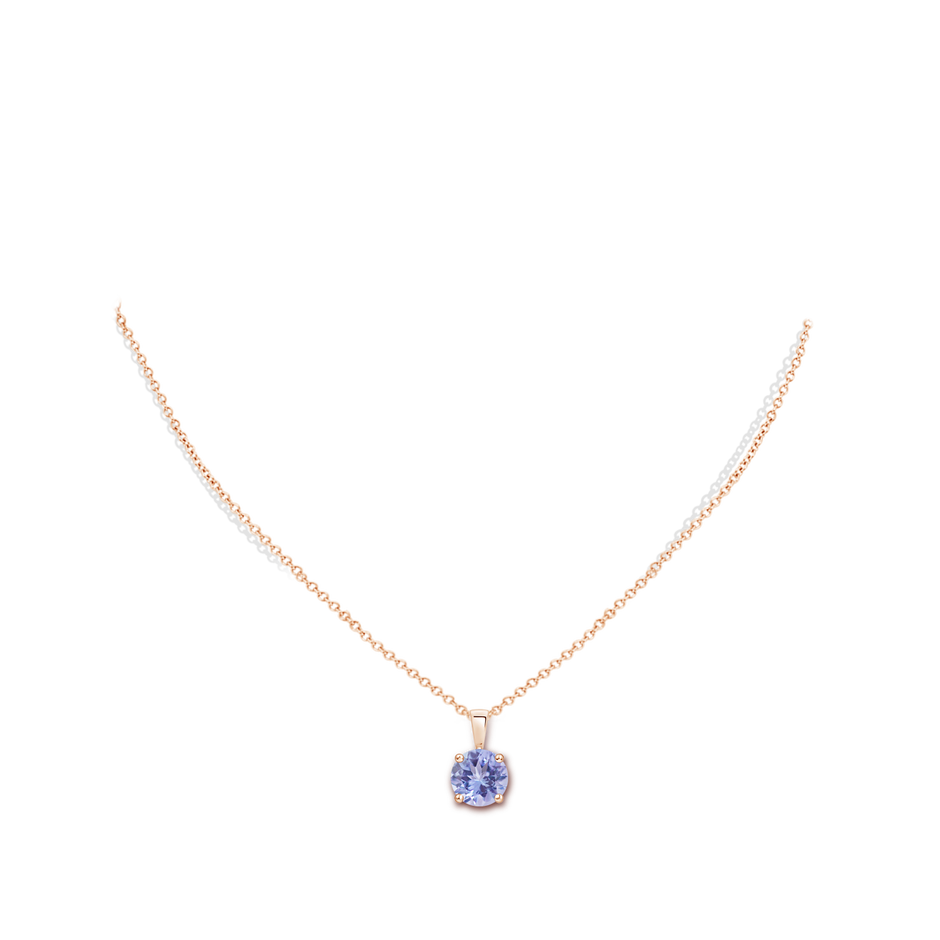 8mm A Classic Prong-Set Round Tanzanite Solitaire Pendant in 18K Rose Gold pen