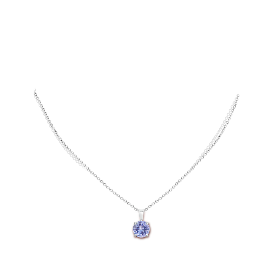 8mm A Classic Prong-Set Round Tanzanite Solitaire Pendant in White Gold pen