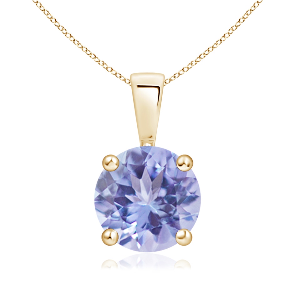 8mm A Classic Prong-Set Round Tanzanite Solitaire Pendant in Yellow Gold 
