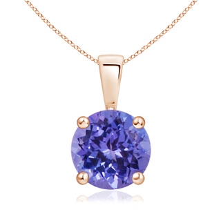 8mm AA Classic Prong-Set Round Tanzanite Solitaire Pendant in Rose Gold