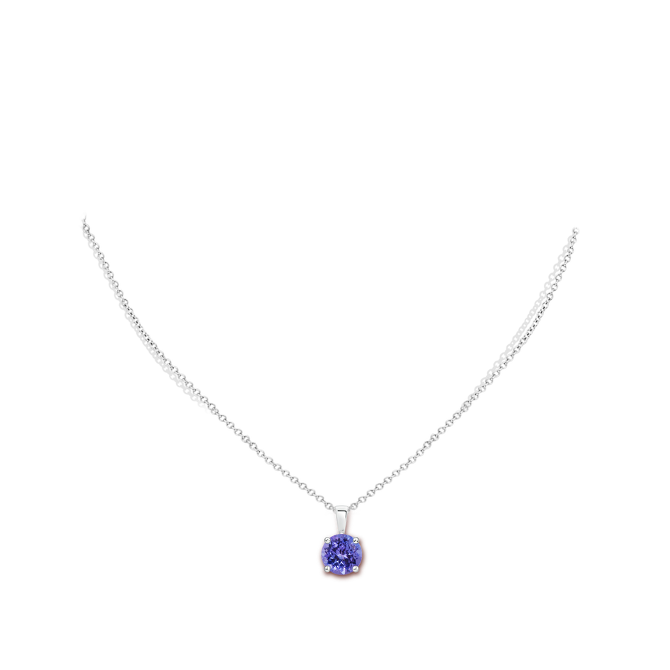 8mm AA Classic Prong-Set Round Tanzanite Solitaire Pendant in S999 Silver pen