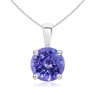 8mm AA Classic Prong-Set Round Tanzanite Solitaire Pendant in White Gold