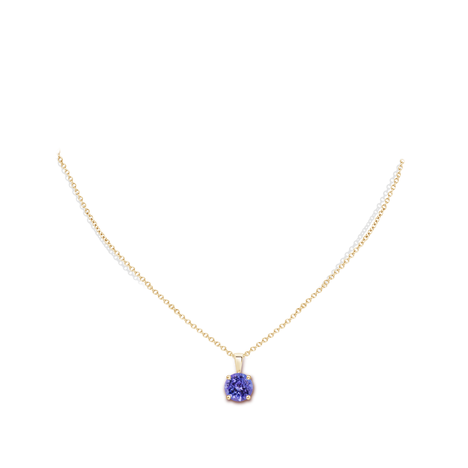 8mm AA Classic Prong-Set Round Tanzanite Solitaire Pendant in Yellow Gold pen