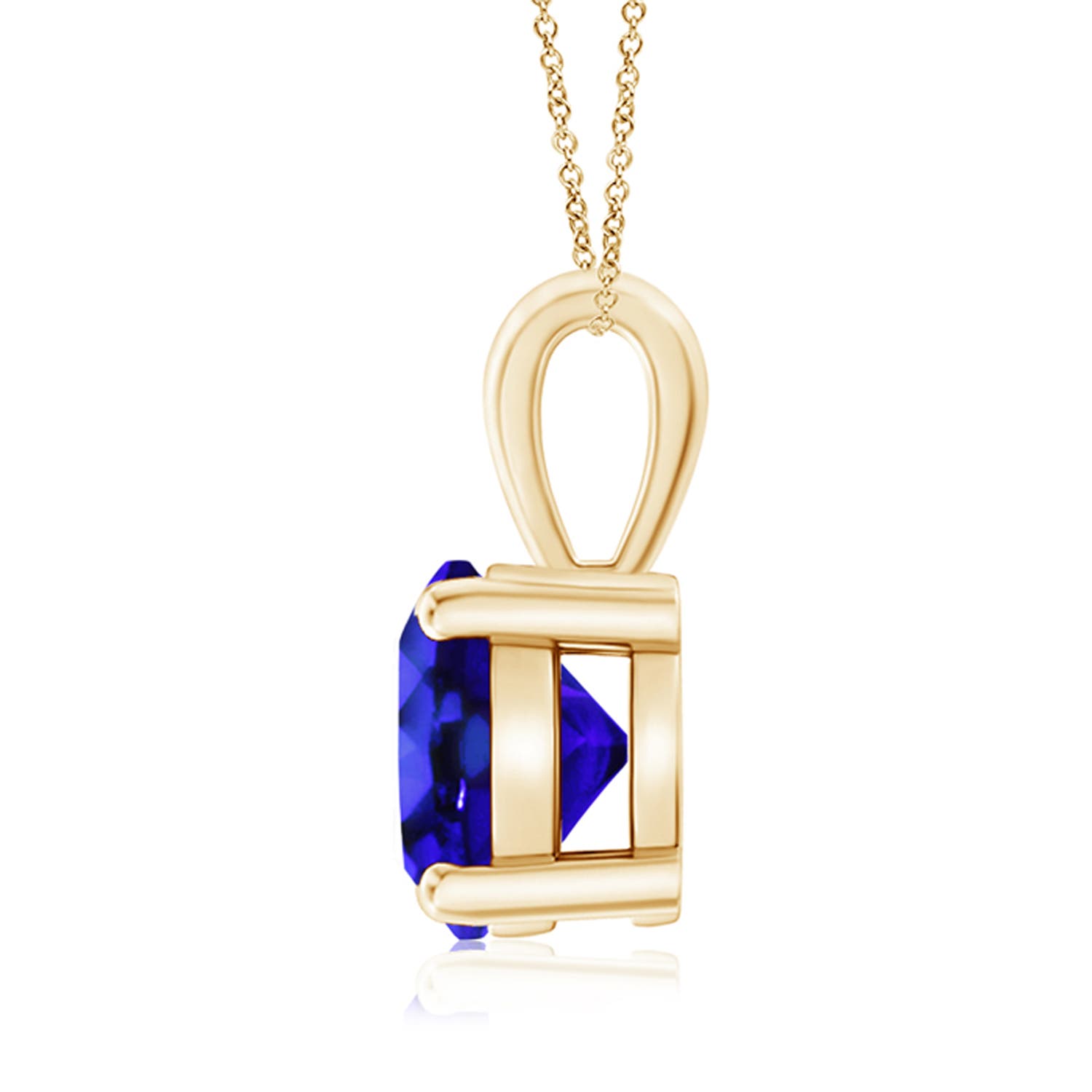 8mm AAA Classic Prong-Set Round Tanzanite Solitaire Pendant in 18K Yellow Gold