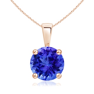 8mm AAA Classic Prong-Set Round Tanzanite Solitaire Pendant in Rose Gold
