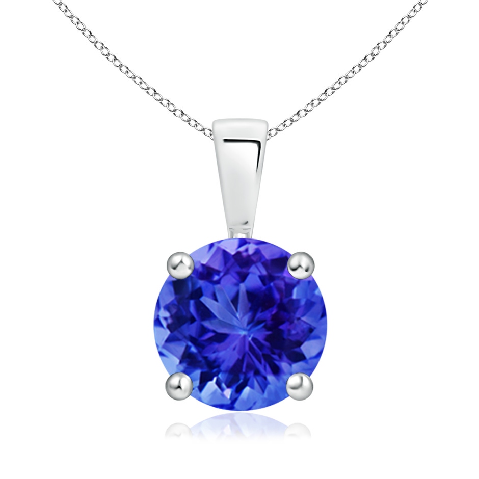 8mm AAA Classic Prong-Set Round Tanzanite Solitaire Pendant in White Gold 
