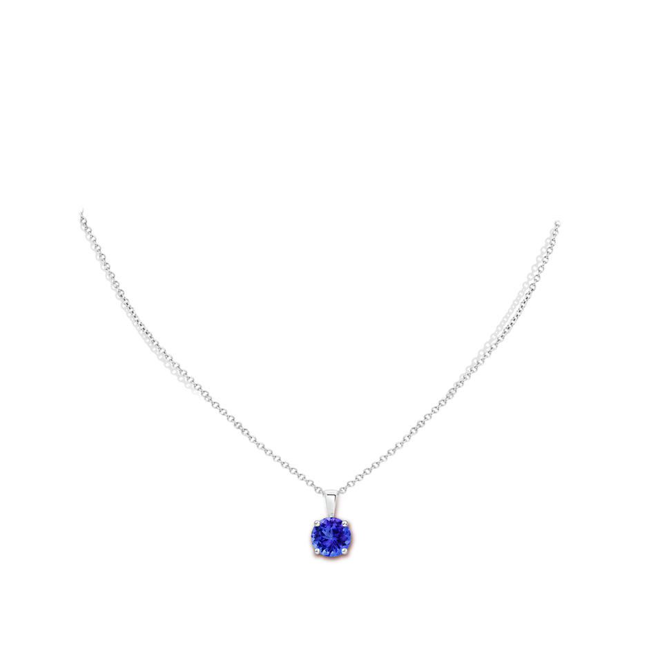 8mm AAA Classic Prong-Set Round Tanzanite Solitaire Pendant in White Gold pen