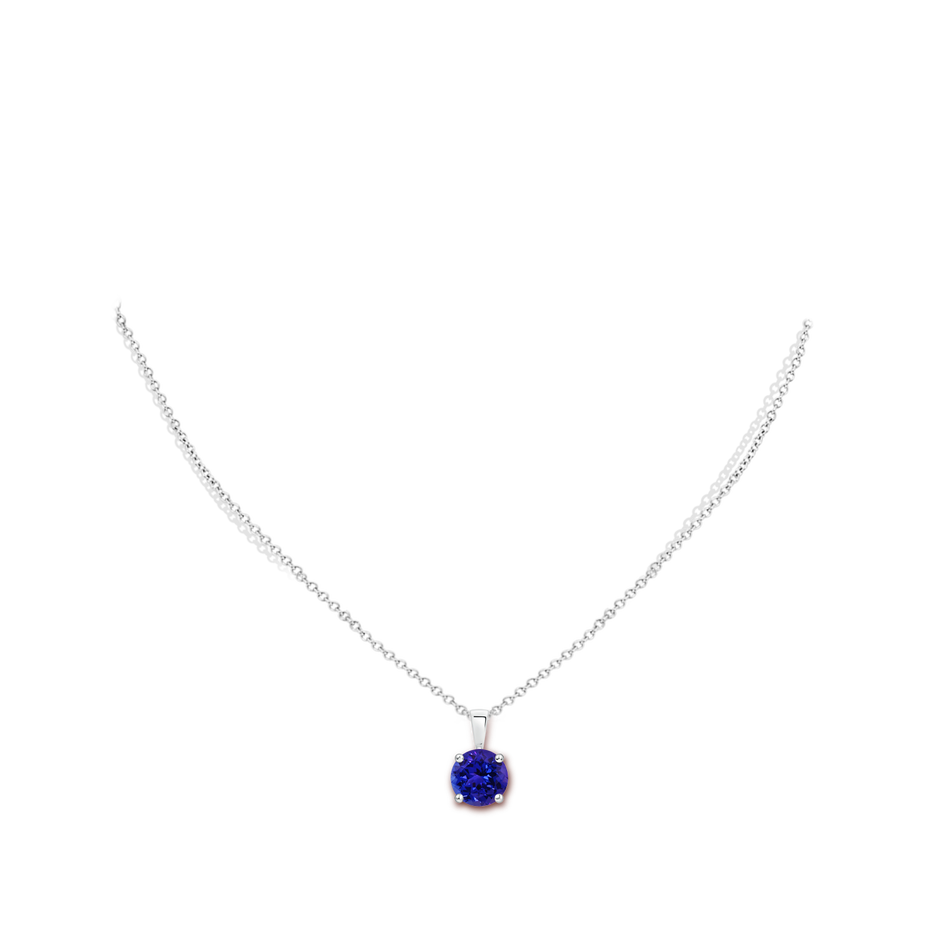 8mm AAAA Classic Prong-Set Round Tanzanite Solitaire Pendant in P950 Platinum pen