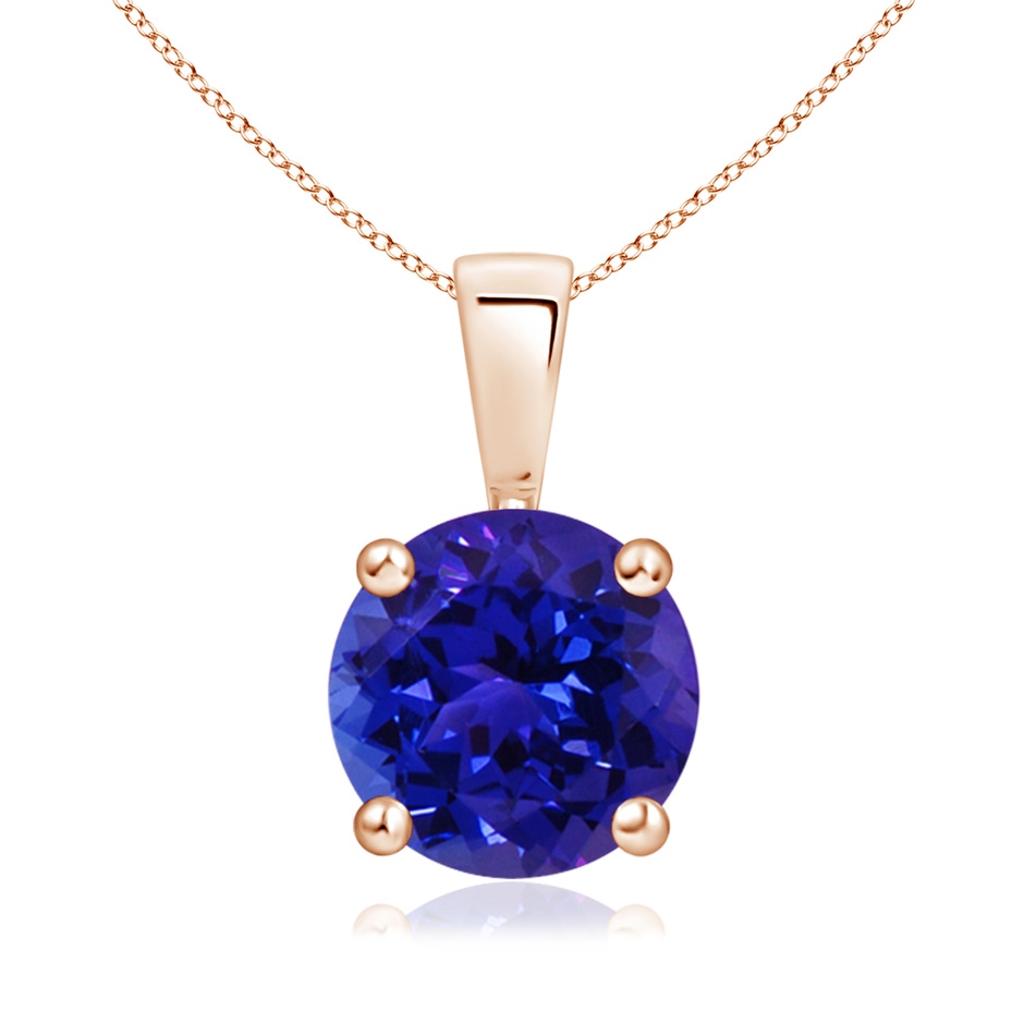 8mm AAAA Classic Prong-Set Round Tanzanite Solitaire Pendant in Rose Gold 