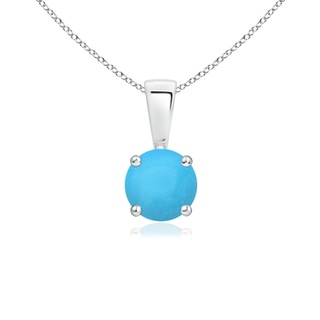 5mm AAA Classic Round Turquoise Solitaire Pendant in White Gold