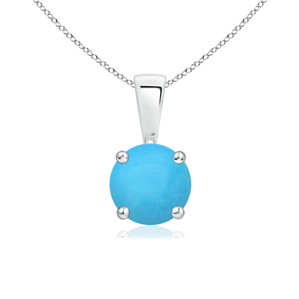 6mm AAA Classic Round Turquoise Solitaire Pendant in White Gold