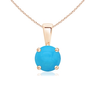 6mm AAAA Classic Round Turquoise Solitaire Pendant in Rose Gold