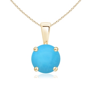 7mm AAA Classic Round Turquoise Solitaire Pendant in Yellow Gold