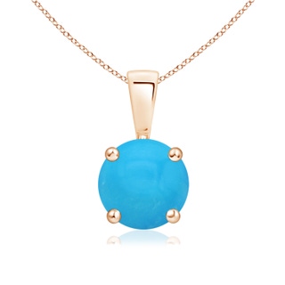7mm AAAA Classic Round Turquoise Solitaire Pendant in Rose Gold