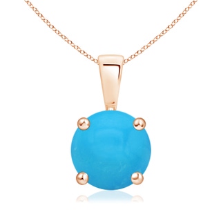 8mm AAAA Classic Round Turquoise Solitaire Pendant in Rose Gold