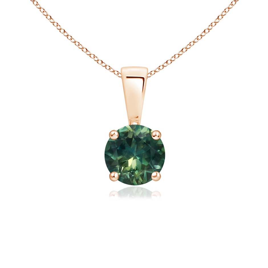 5mm AA Classic Prong-Set Round Teal Montana Sapphire Solitaire Pendant in Rose Gold 