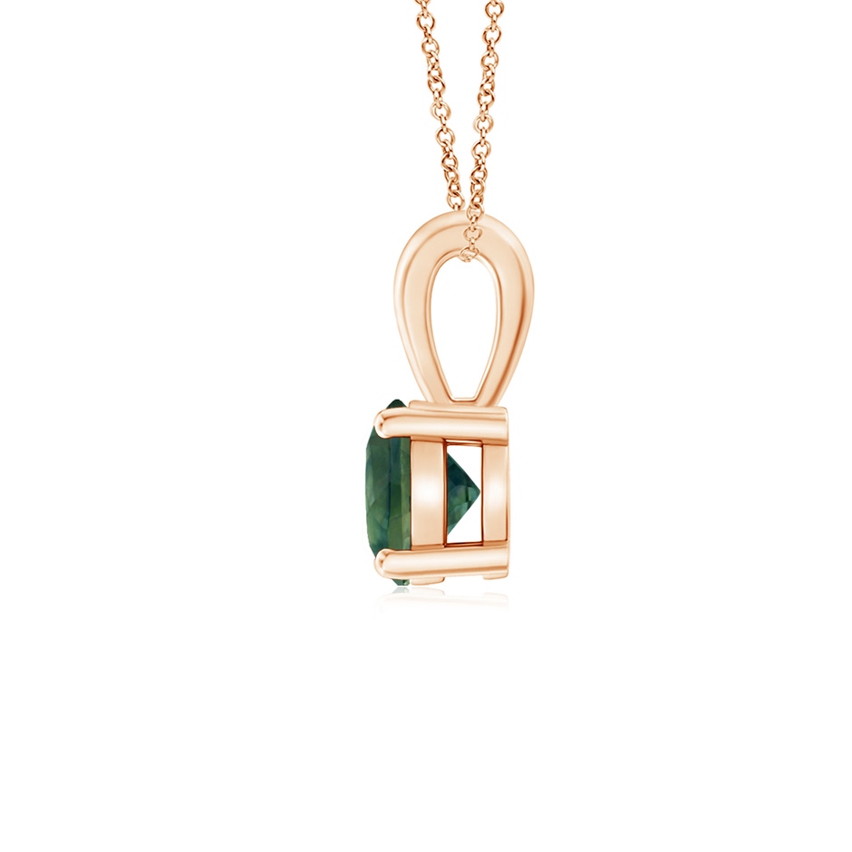 5mm AA Classic Prong-Set Round Teal Montana Sapphire Solitaire Pendant in Rose Gold side 199