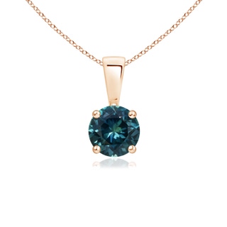 5mm AAA Classic Round Teal Montana Sapphire Solitaire Pendant in Rose Gold