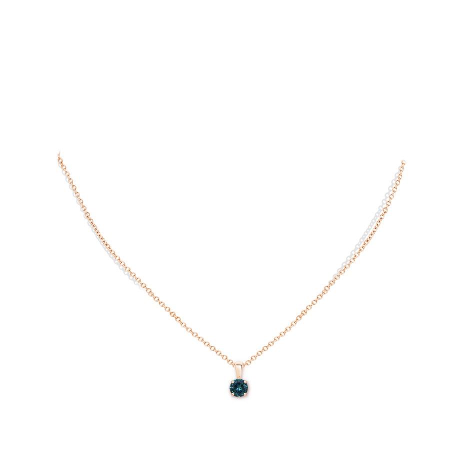 5mm AAA Classic Prong-Set Round Teal Montana Sapphire Solitaire Pendant in Rose Gold pen