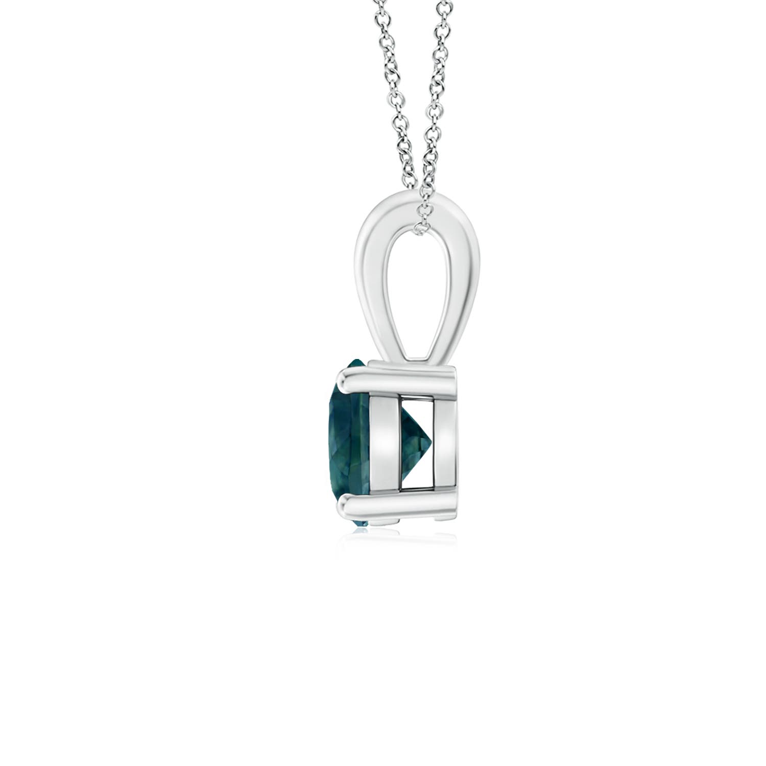 5mm AAA Classic Prong-Set Round Teal Montana Sapphire Solitaire Pendant in White Gold
