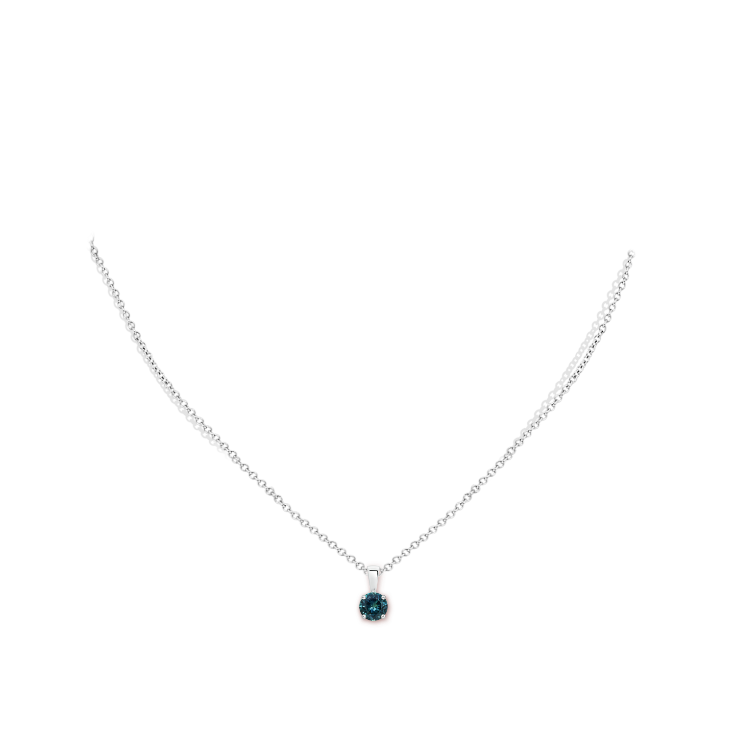 5mm AAA Classic Prong-Set Round Teal Montana Sapphire Solitaire Pendant in White Gold - body_neck