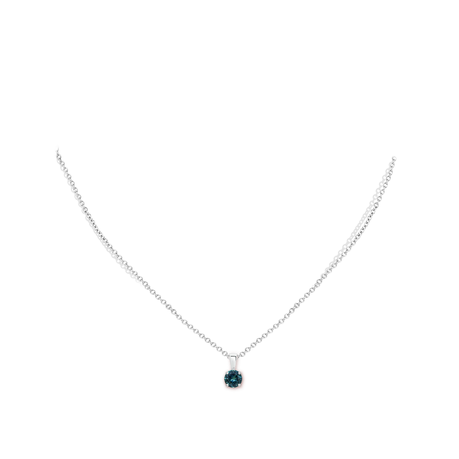 5mm AAA Classic Prong-Set Round Teal Montana Sapphire Solitaire Pendant in White Gold pen