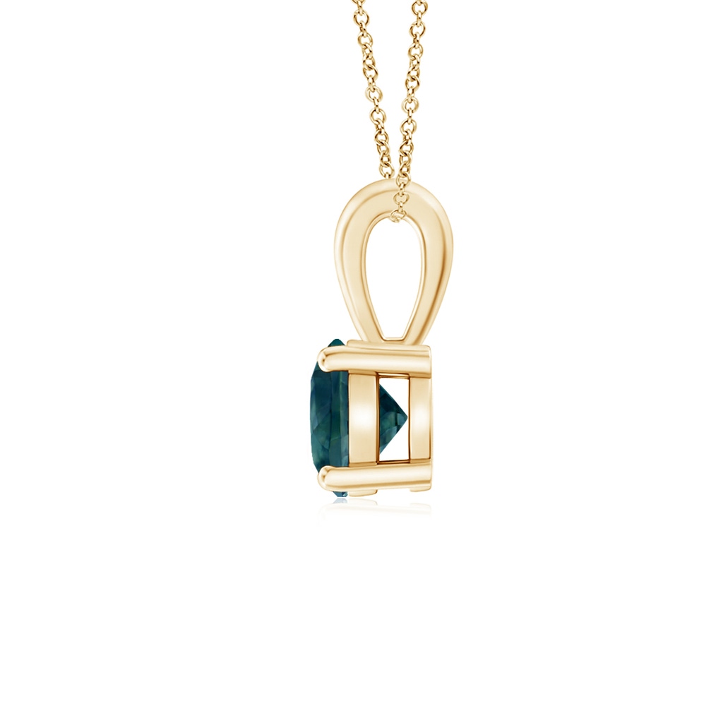 5mm AAA Classic Prong-Set Round Teal Montana Sapphire Solitaire Pendant in Yellow Gold - side 199