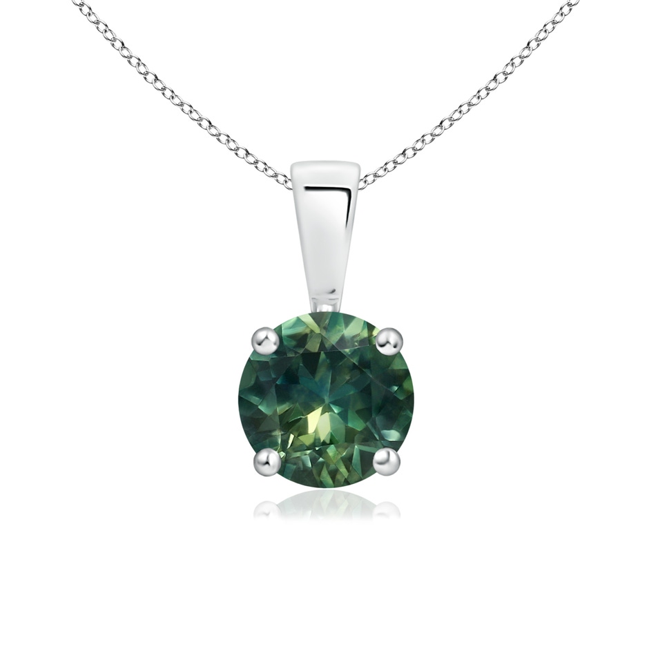 6mm AA Classic Prong-Set Round Teal Montana Sapphire Solitaire Pendant in P950 Platinum 
