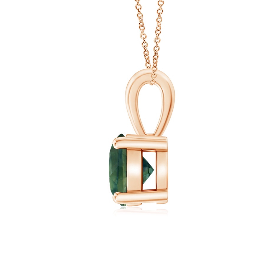 6mm AA Classic Prong-Set Round Teal Montana Sapphire Solitaire Pendant in Rose Gold side 199